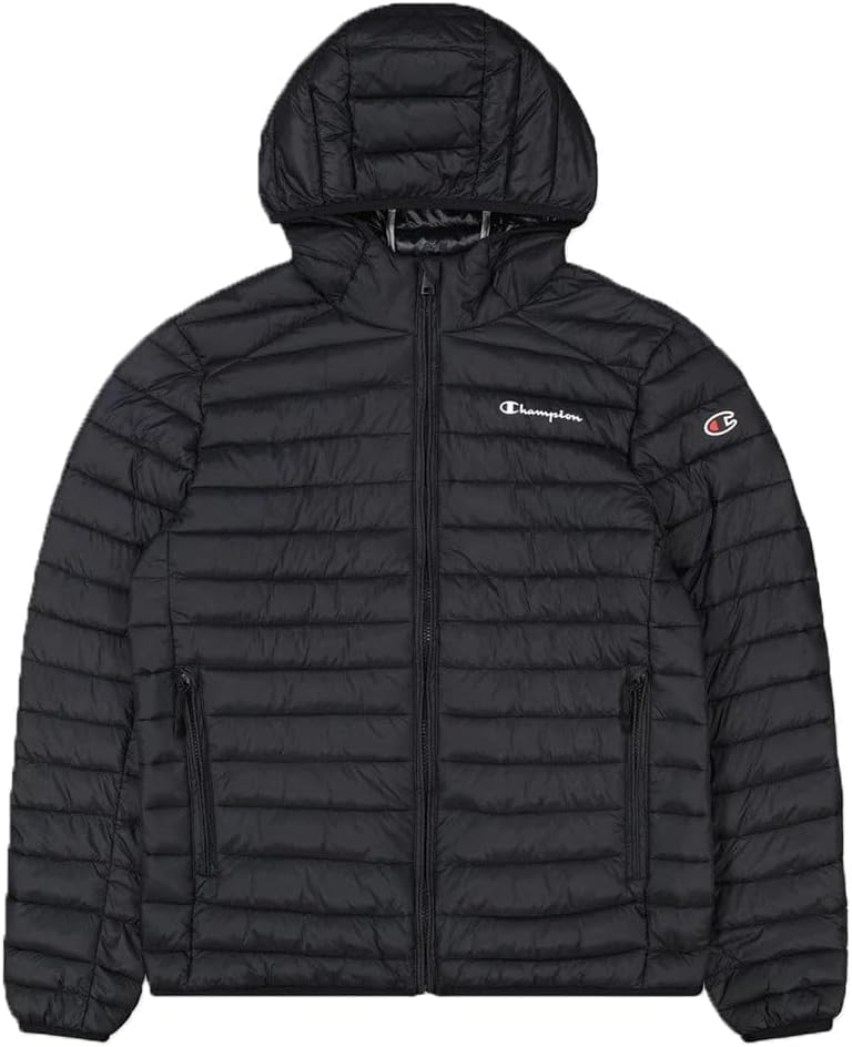 Champion Herren Legacy Outdoor Small Logo Hooded Wattierte Jacke L Schwarz, L Schwarz