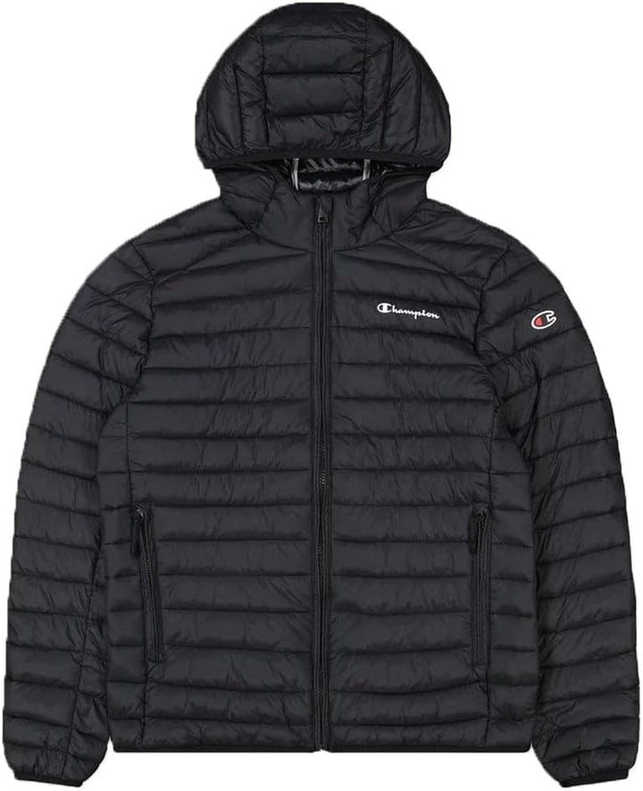 Champion Herren Legacy Outdoor Small Logo Hooded Wattierte Jacke L Schwarz, L Schwarz