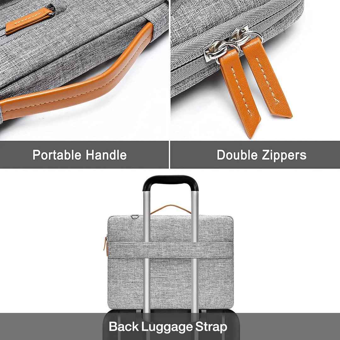 MOSISO 360 Laptoptasche, Wasserdicht Laptop Schultertasche, Stossfest Umhängetasche mit 4 Reissversc
