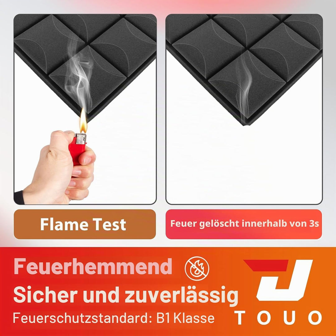 Akustikschaumstoff, 120 x 60 x 5 cm, schalldichte Schaumstoffplatten, feuerfeste Pilzplatten mit hoh