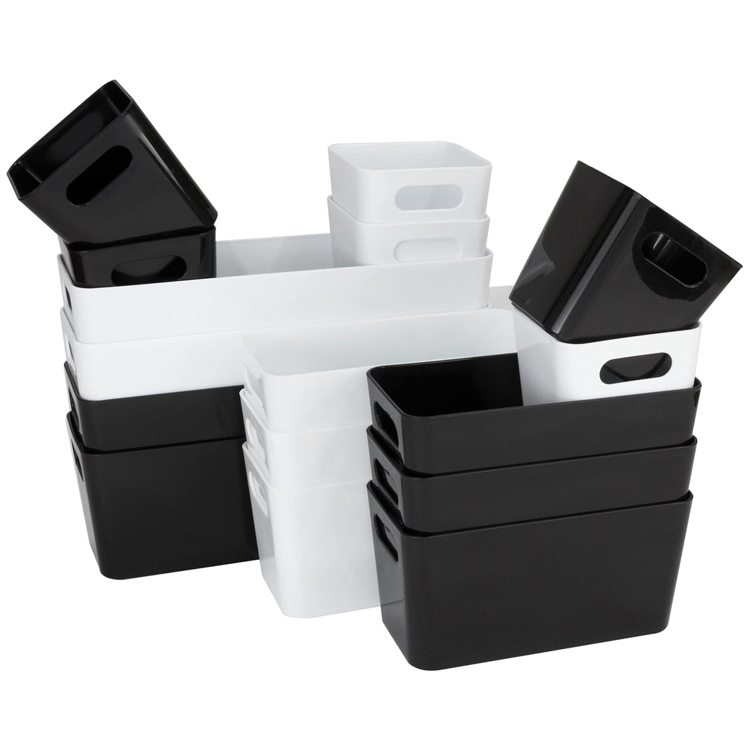 16 Teile Organizer Set - 10 cm hoch - weiss und schwarz - in 3 Grössen - Schubladeneinsatz - passend