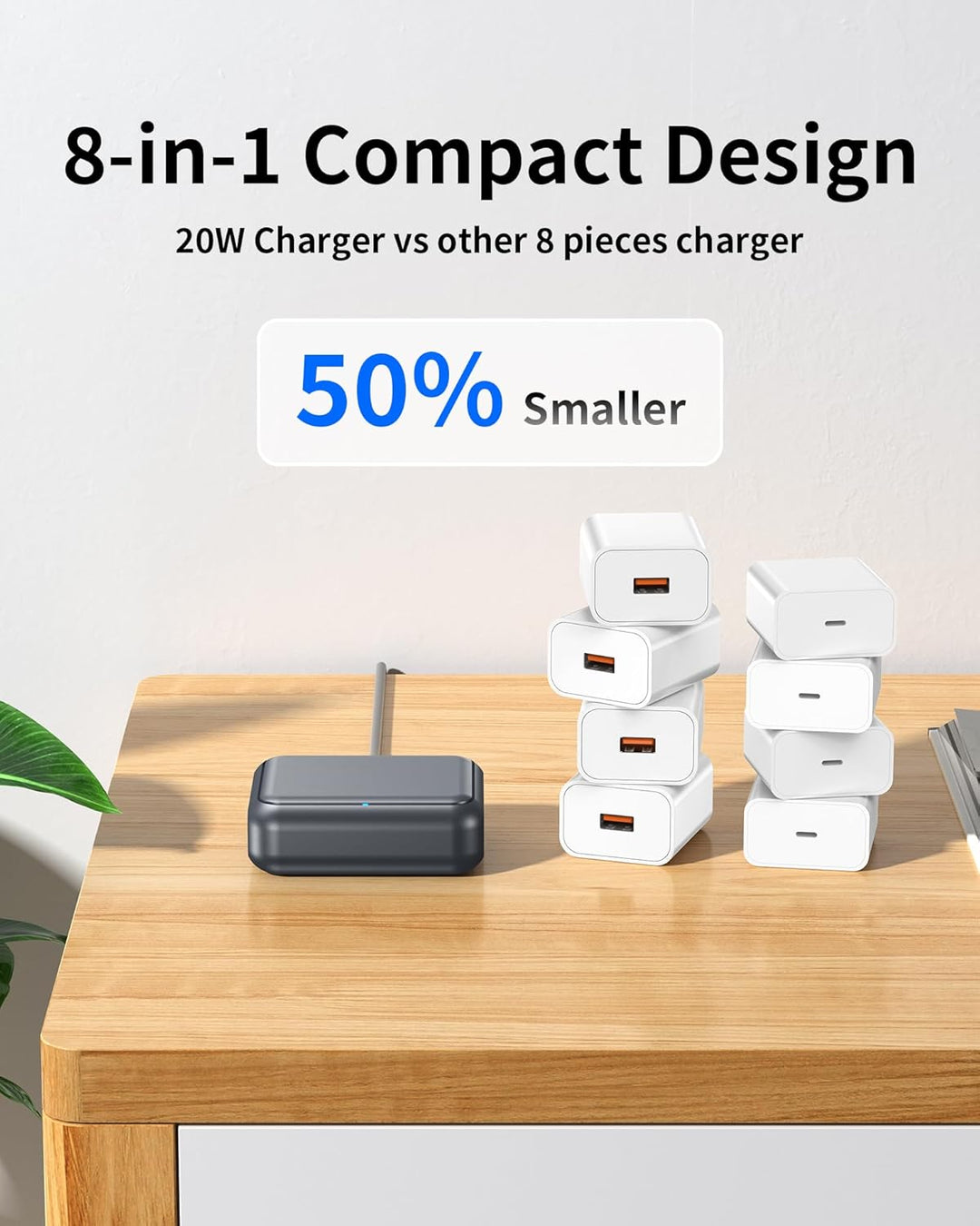 USB C Ladegerät Mehrfach 40W, 8 Port USB-C Schnellladegerät Ladestation für mehrere Geräte,Multiport