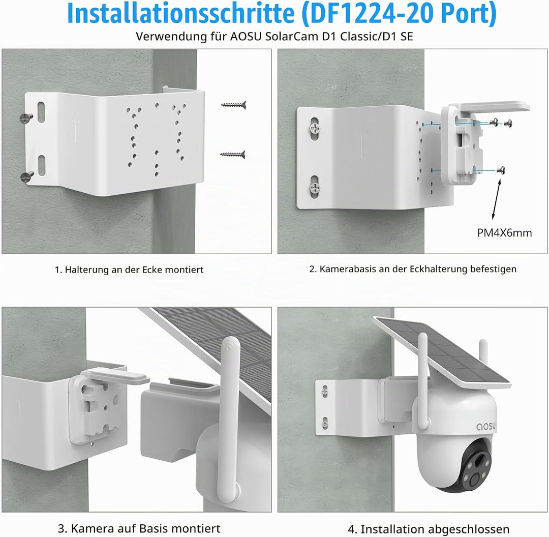 Eckhalterung für AOSU 2K/3MP, 3K/5MP Überwachungskamera Aussen Solar Akku (‎C9C2CA11) (C9C3CA11) (C9