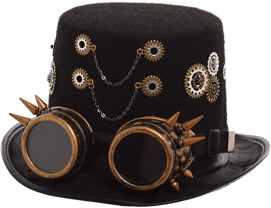 GRACEART Zauberkasten Steampunk Zylinder Hut Steampunk Herren and Steampunk Damen with Goggles, Gear