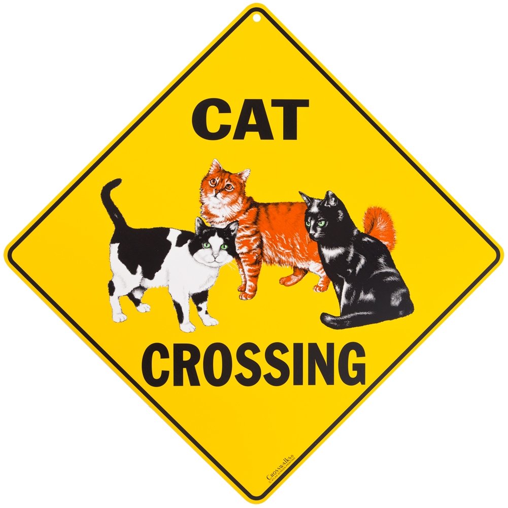 Atlas Screen Printing Cat Crossing 12" x 12" Aluminium-Zeichen Achtung gelb einheitsgrösse