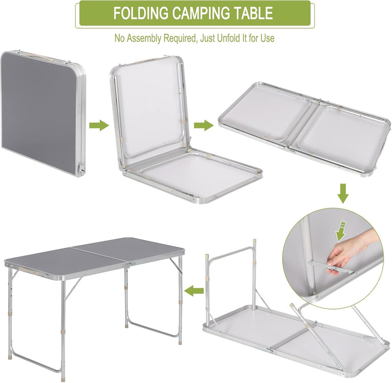 WOLTU Campingtisch Klapptisch Gartentisch Arbeitstisch Balkontisch höhenverstellbar Aluminium MDF Gr