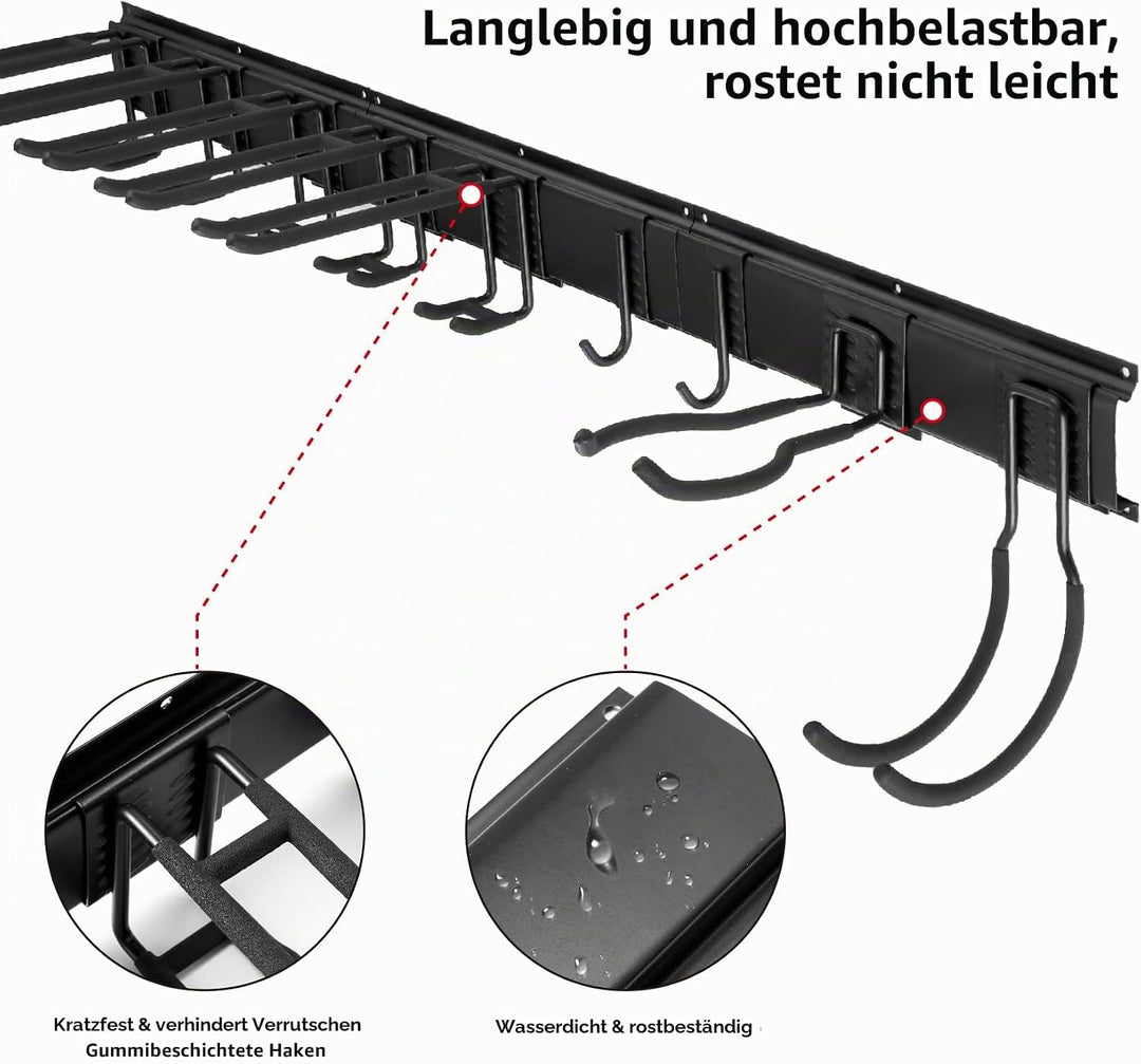 Sinoer Garage Tool Management Wandregal, Garage Wall Management Aufbewahrungsregal mit Haken mit 9 v