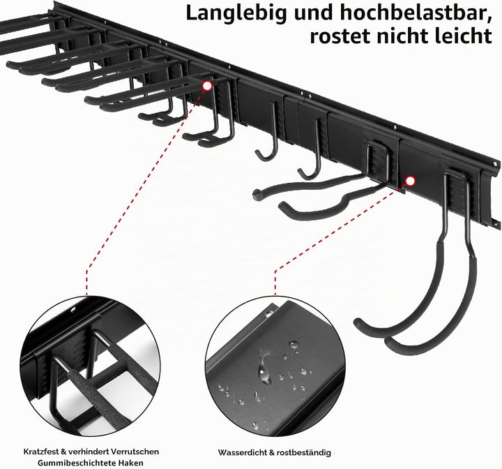 Sinoer Garage Tool Management Wandregal, Garage Wall Management Aufbewahrungsregal mit Haken mit 9 v