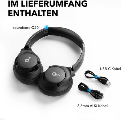 soundcore by Anker Q20i kabelloser Bluetooth Over-Ear-Kopfhörer mit Hybrid Active Noise Cancelling,