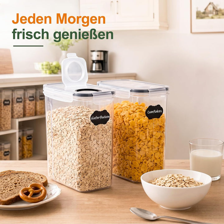 GoMaihe 4L Vorratsdosen 6 Set, Aufbewahrungsbox Küche Luftdicht Behälter aus Plastik Mit Deckel, Vor