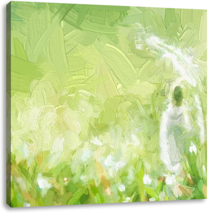 Pixxprint Schneeglöckchen mit Regentropfen als Leinwandbild/Grösse: 70x70 cm/Wandbild/Kunstdruck/fer