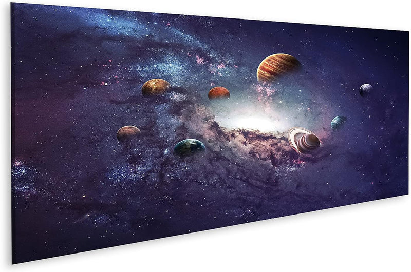 Bild auf Leinwand Planeten des Sonnensystems Wandbild Poster Kunstdruck Bilder Format: 120x40cm - Pa