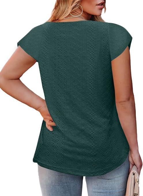 Grosse Grössen T-Shirts Damen V-Ausschnitt Plus Size Mode Strick Top Sommer Oversize Frauen Tshirts,
