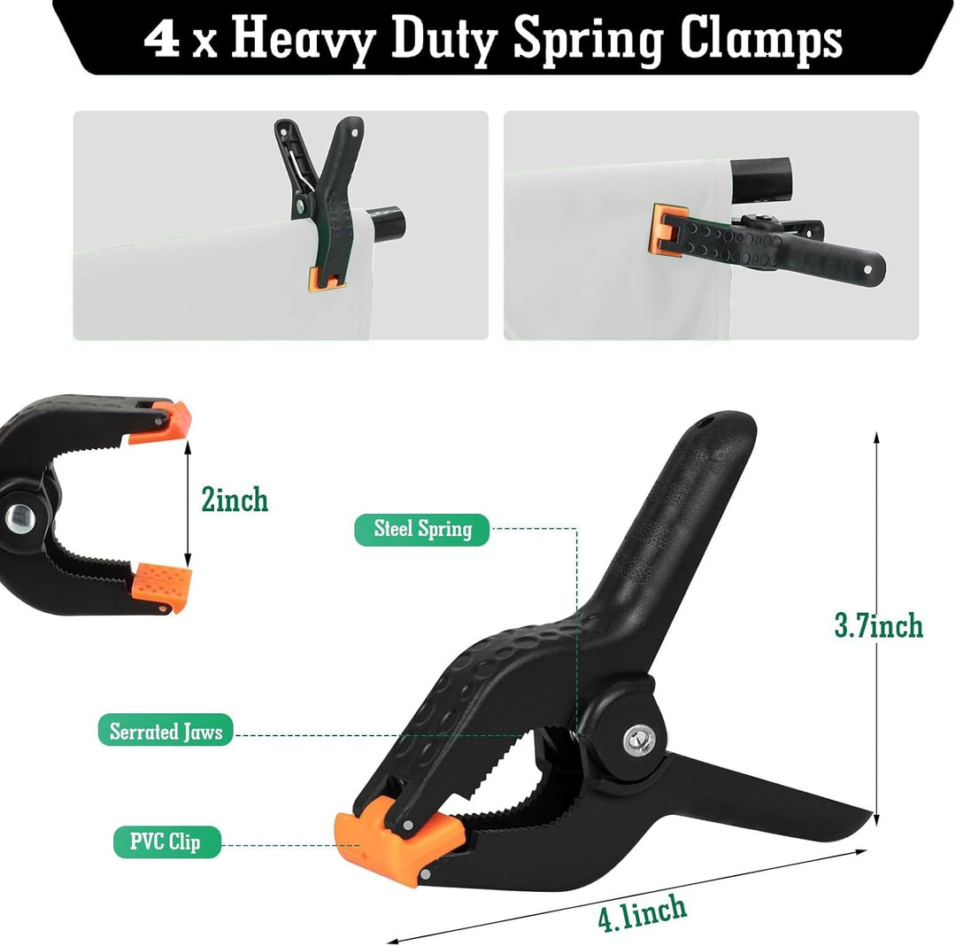 Spardar Foto Hintergrund, 3M X 4.5M Weiss Fotostudio Hintergrund mit 4 Klemmen, Faltbarer Fotohinter