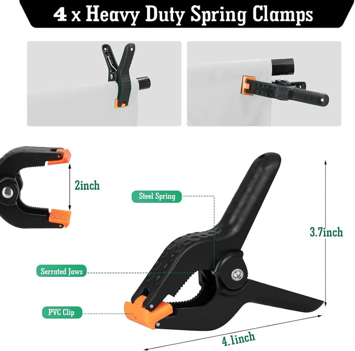 Spardar Foto Hintergrund, 3M X 4.5M Weiss Fotostudio Hintergrund mit 4 Klemmen, Faltbarer Fotohinter