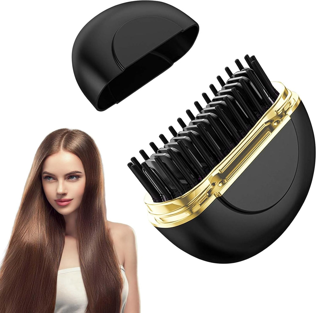 Direct Mini Wireless Haarglätter Kleine Glätteisen Bürste Tragbar Schwarz Keramik und Turmalin Platt