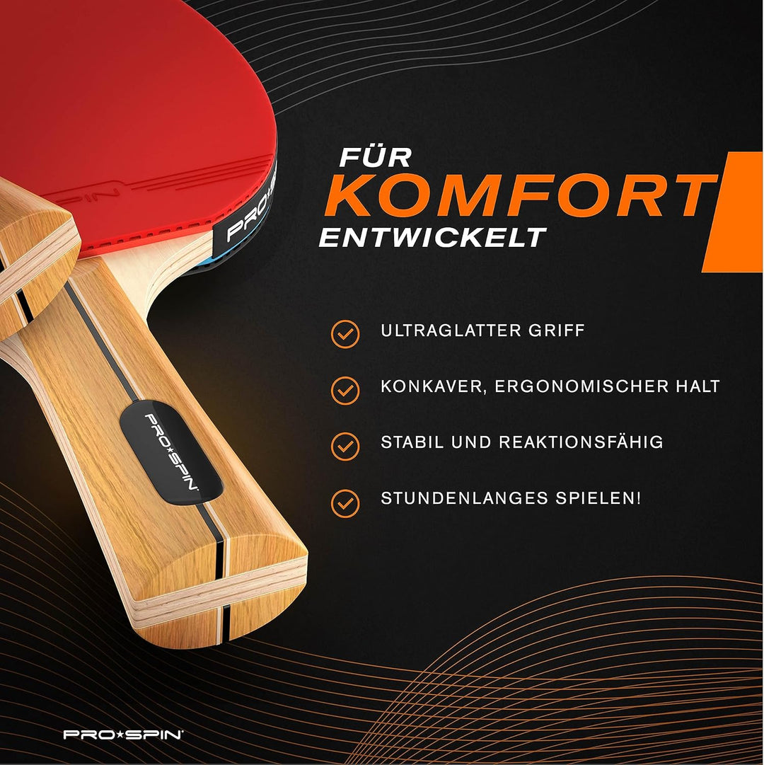 PRO-SPIN Tischtennisschläger – Hochleistungs-Tischtennis Set | Premium Tischtennisschlaeger, 3-Stern