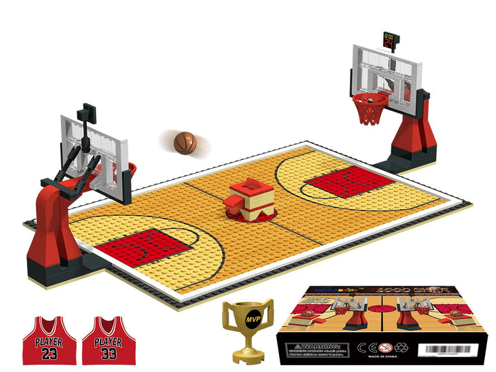 Nicolababe Baustein Bildungsspielzeug - Basketballplatz Grundplatten und Sätze von 2 Basketballständ