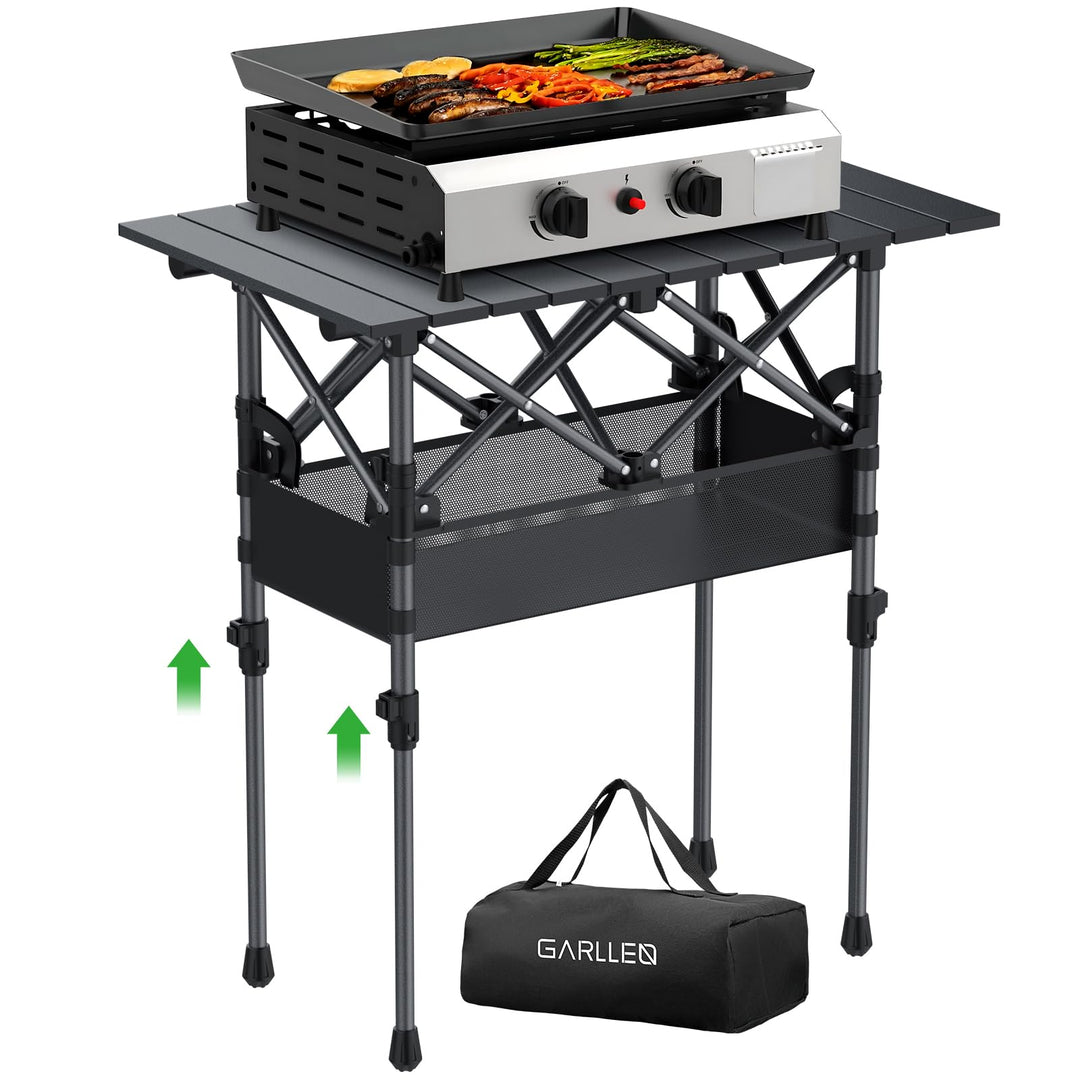 GARLLEN Campingtisch klappbar, 64x40cm & 2 Höhenverstellbar(44/70cm), Aufrollbare Tischplatte, abneh