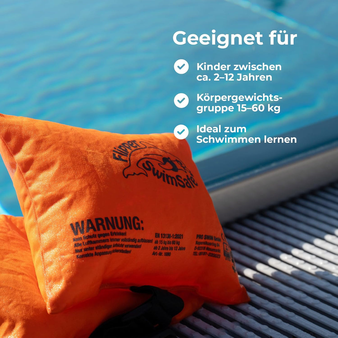 Flipper SwimSafe 1080 - Schwimmkissen für Kleinkinder aus Baumwolle, sichere Schwimmhilfe mit verste