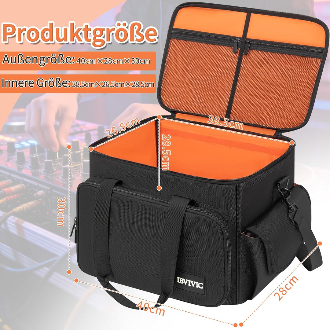 DJ Tasche, 1680D Nylon DJ Gigbag mit Abnehmbaren Trennwänden und Boden, DJ Kabel Organizer Tasche fü