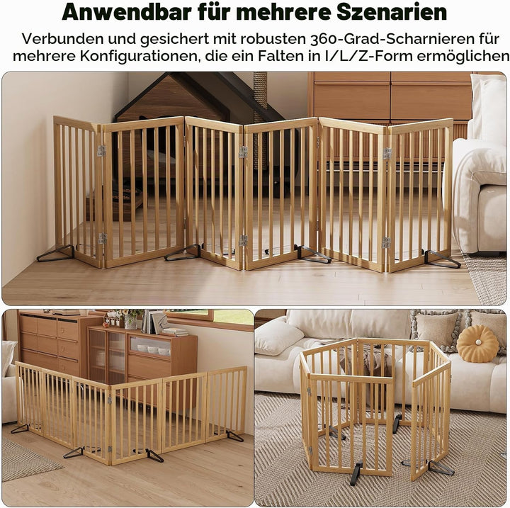 Freistehendes Hundegitter, Faltbares Hundebarriere für Tür,Treppen,Flur,Küche &amp; Schlafzimmer, Freist
