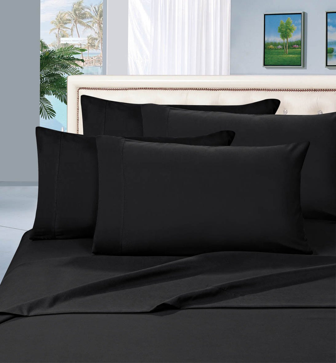 Elegant Comfort 2 Stück Luxuriöse seidig weich Kissenbezüge, Standard, schwarz