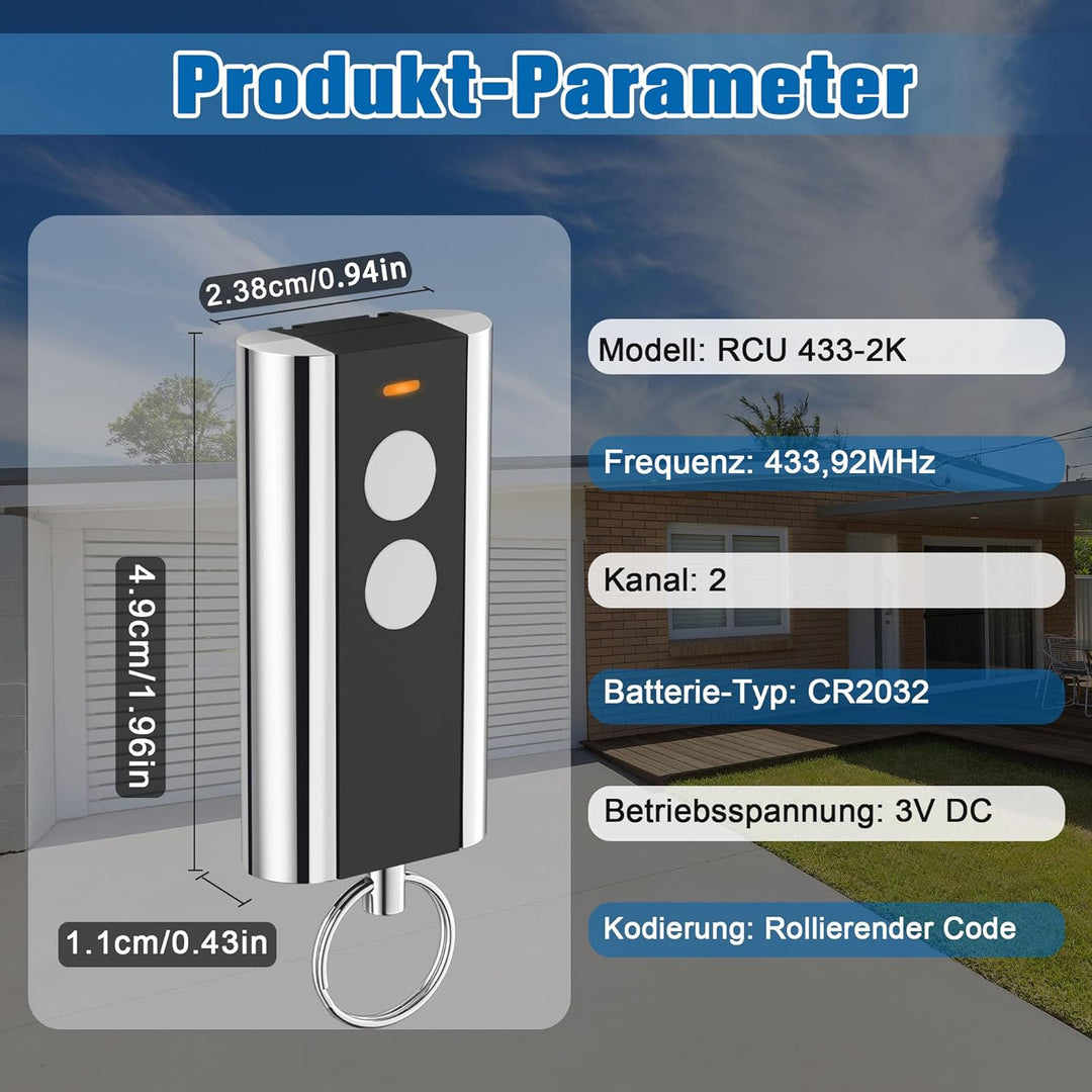 pepape 2 Stück für Normstahl Handsender RCU 433-2K, RCU 433-4K, EA433 2KM | Kompatibel mit Entremati