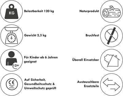 pedalo Stelzen 170 cm I verstellbare Holzstelze I Antirutsch-Gummifuss I extrem stabil für Kinder un