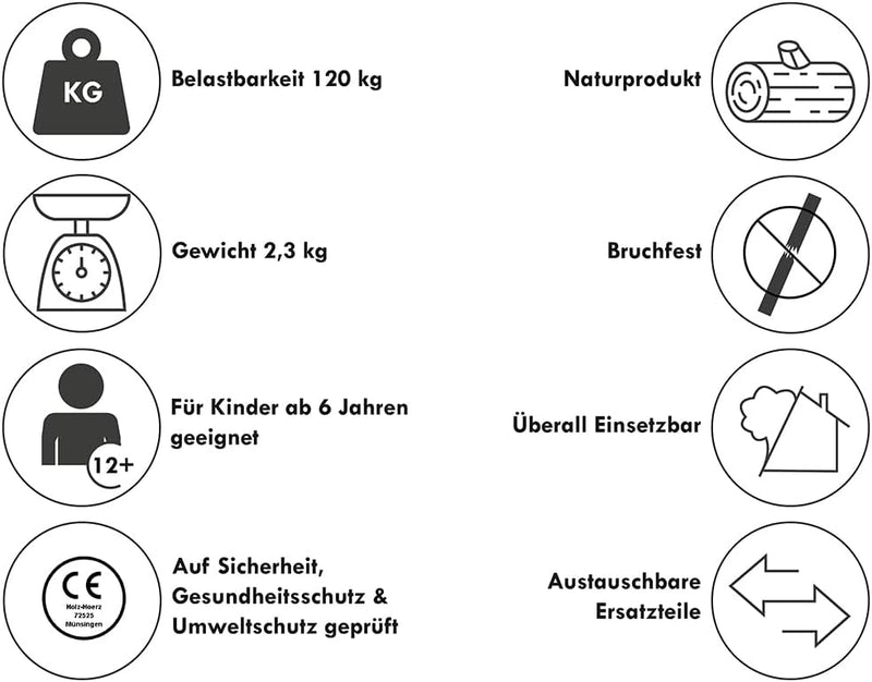 pedalo Stelzen 170 cm I verstellbare Holzstelze I Antirutsch-Gummifuss I extrem stabil für Kinder un