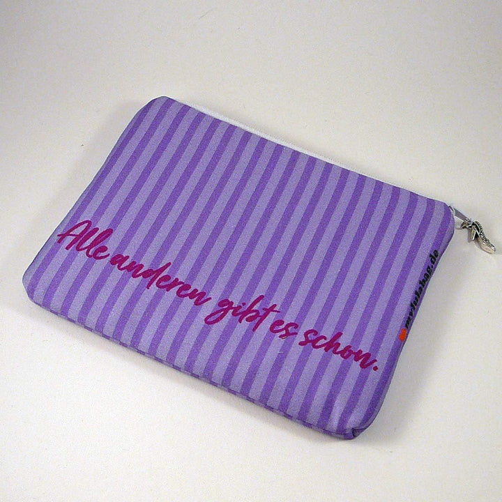 Kosmetiktasche Stoff MYLULABAG gestreift lila retro Spruch handmade Schminktasche A