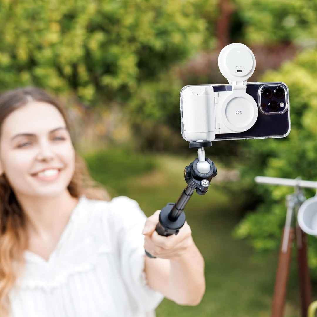 JJC Magnetisches LED-Selfie-Ringlicht Handy Selfie Mirror mit 3 Helligkeitseinstellungen – rastet au