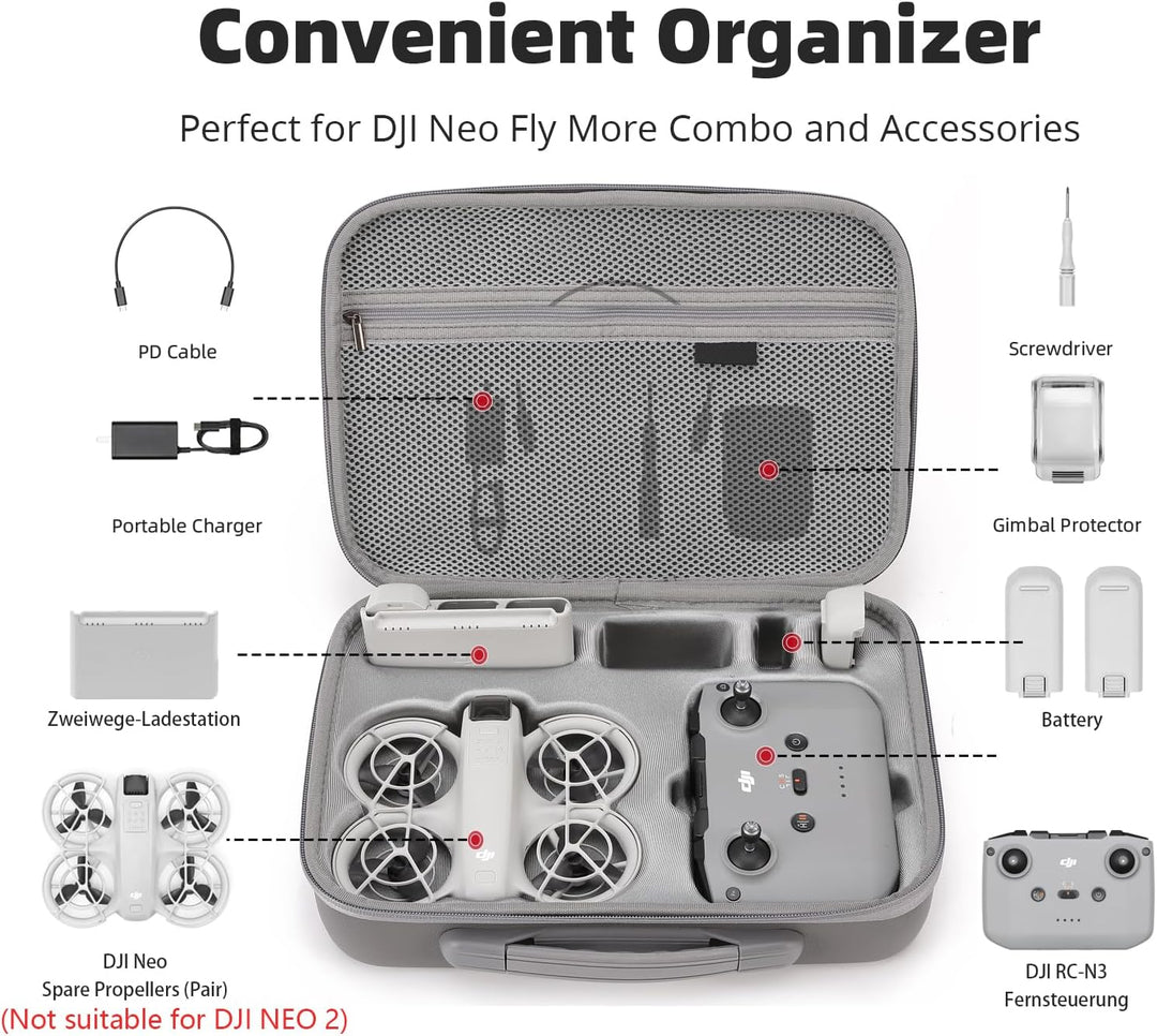 Tasche DJI Neo1 Fly More Combo Tragetasche DJI Neo1 Case Schutztasche für Neo RC-N3 und 6 Akkus Droh