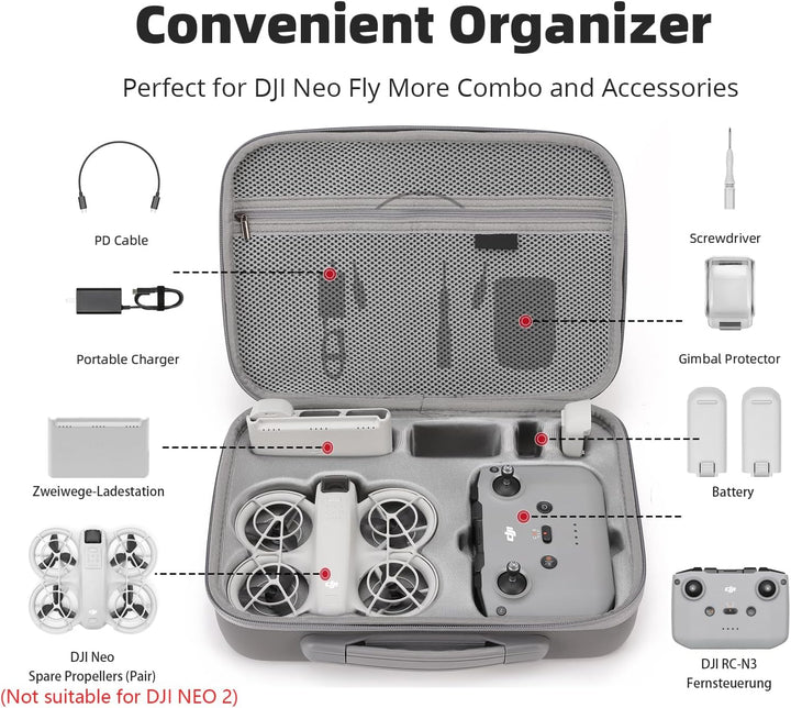 Tasche DJI Neo1 Fly More Combo Tragetasche DJI Neo1 Case Schutztasche für Neo RC-N3 und 6 Akkus Droh