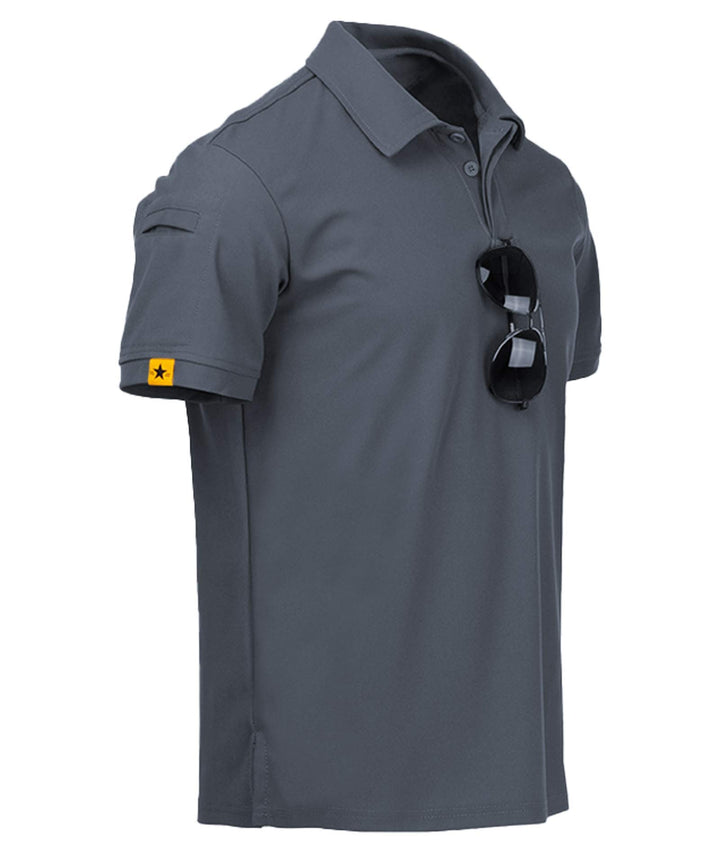 geeksport Poloshirt Herren Golf Kurzarm Freizeit Sport Polo Tennis Tshirts mit Brillenhalter Knopfle