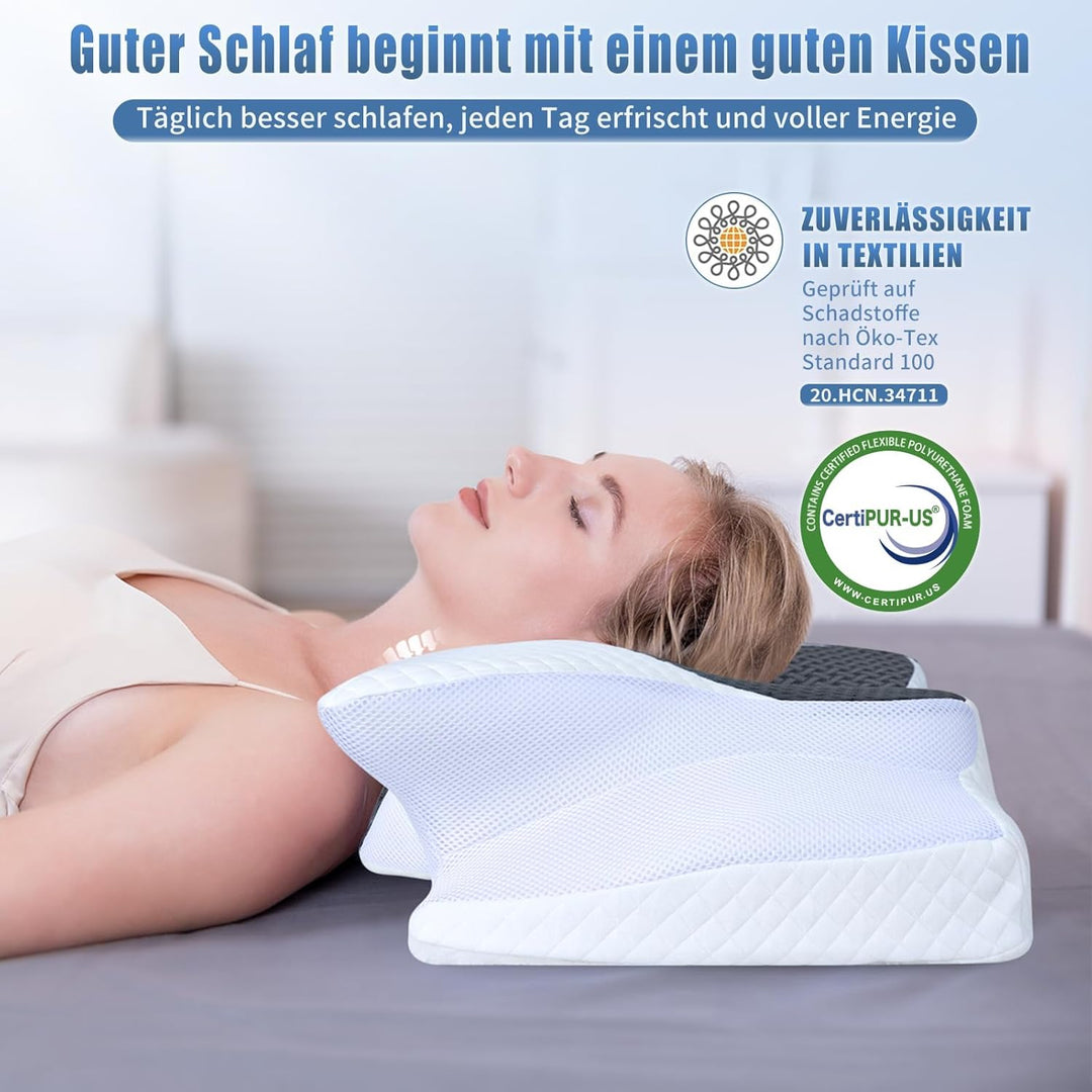 SAHEYER Nackenkissen Memory Foam Orthopädisches Kissen, Ergonomisches Kopfkissen Nackenstützkissen,