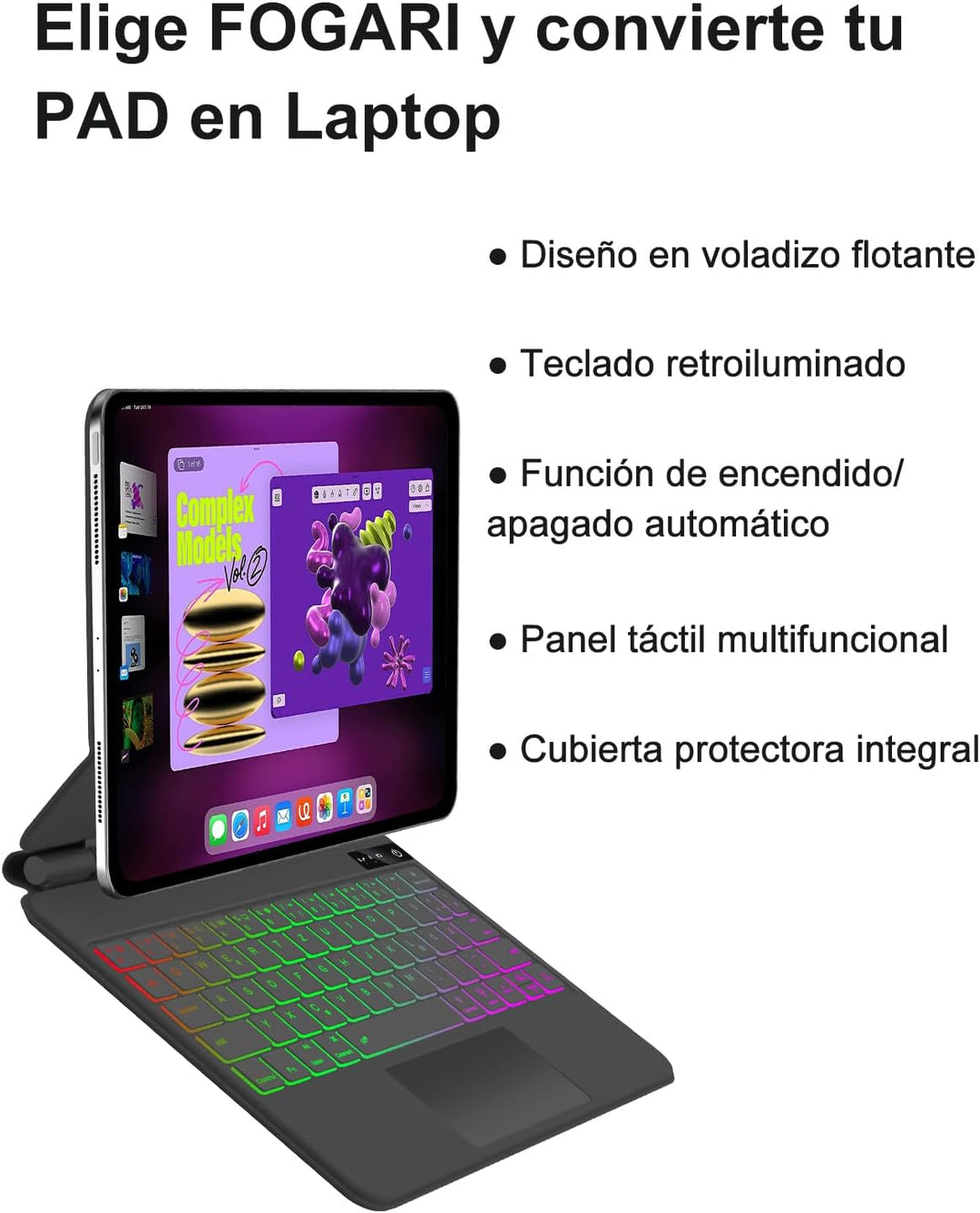Magic Keyboard für iPad Air 11 Zoll M4 2026/M3 2025/M2 2024 mit Multi-Trackpad, 7-Farbigem Beleuchtu