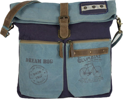 Sunsa grosse Damen Umhängetasche. Canvas Crossbody/Crossover Bag auch Schultertasche. Blaue Damentas