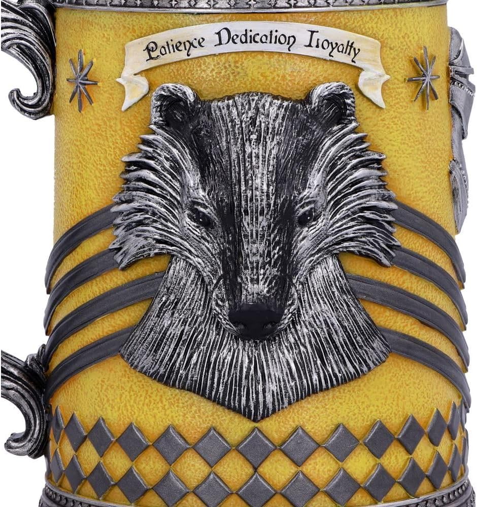 Nemesis Now House Collectable Tankard Harry Potter Hufflepuff Hogwarts-Haus Sammelkrug, Gelb, Silber