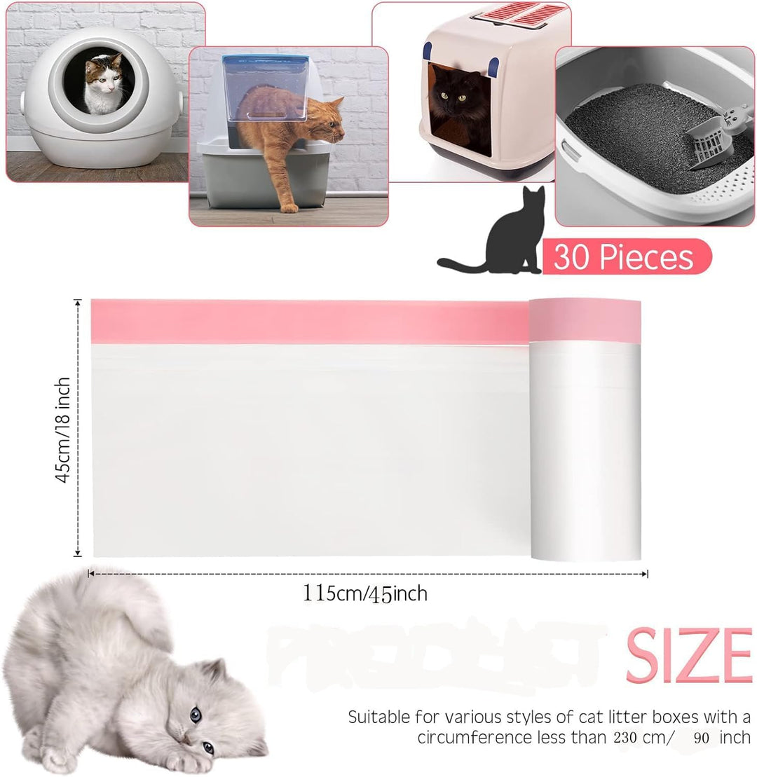 30Stück Katzentoilettenbeutel,Katzenstreutasche mit Zugbändern,Mülltüten,Selbstreinigende Katzentoil