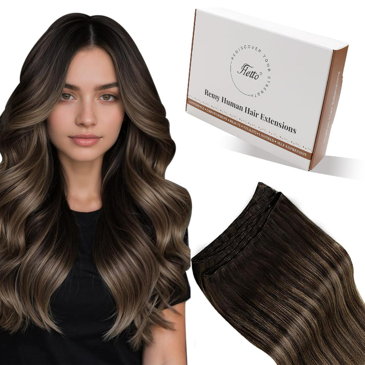 Hetto Tressen Echthaar Extensions Ombre Braun Tressen Extensions Echthaar Naturlich Echthaar Tressen