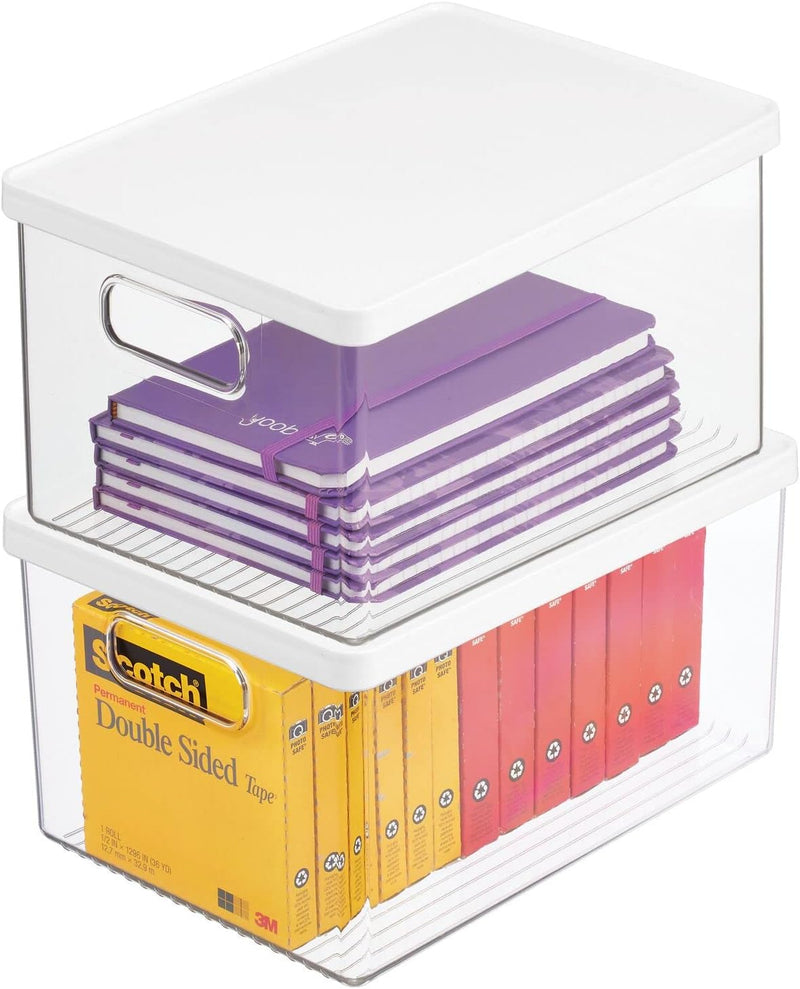 mDesign 2er-Set Schreibtischablage für Stifte, Notizzettel usw. – Aufbewahrungsbox mit Griffen und D