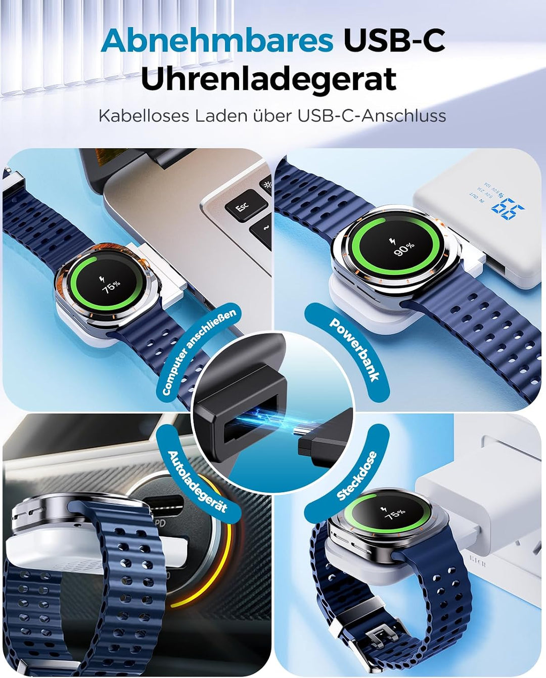 EGV Induktive Ladestation für Samsung – 3-in-1 Wireless Charger kompatibel mit Galaxy S26 Ultra/S25/