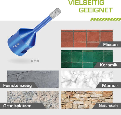 Profi Fliesenbohrer 6mm x M14 - Diamantbohrer für harte Fliesen, Feinsteinzeug uvm. Diamantbohrkrone