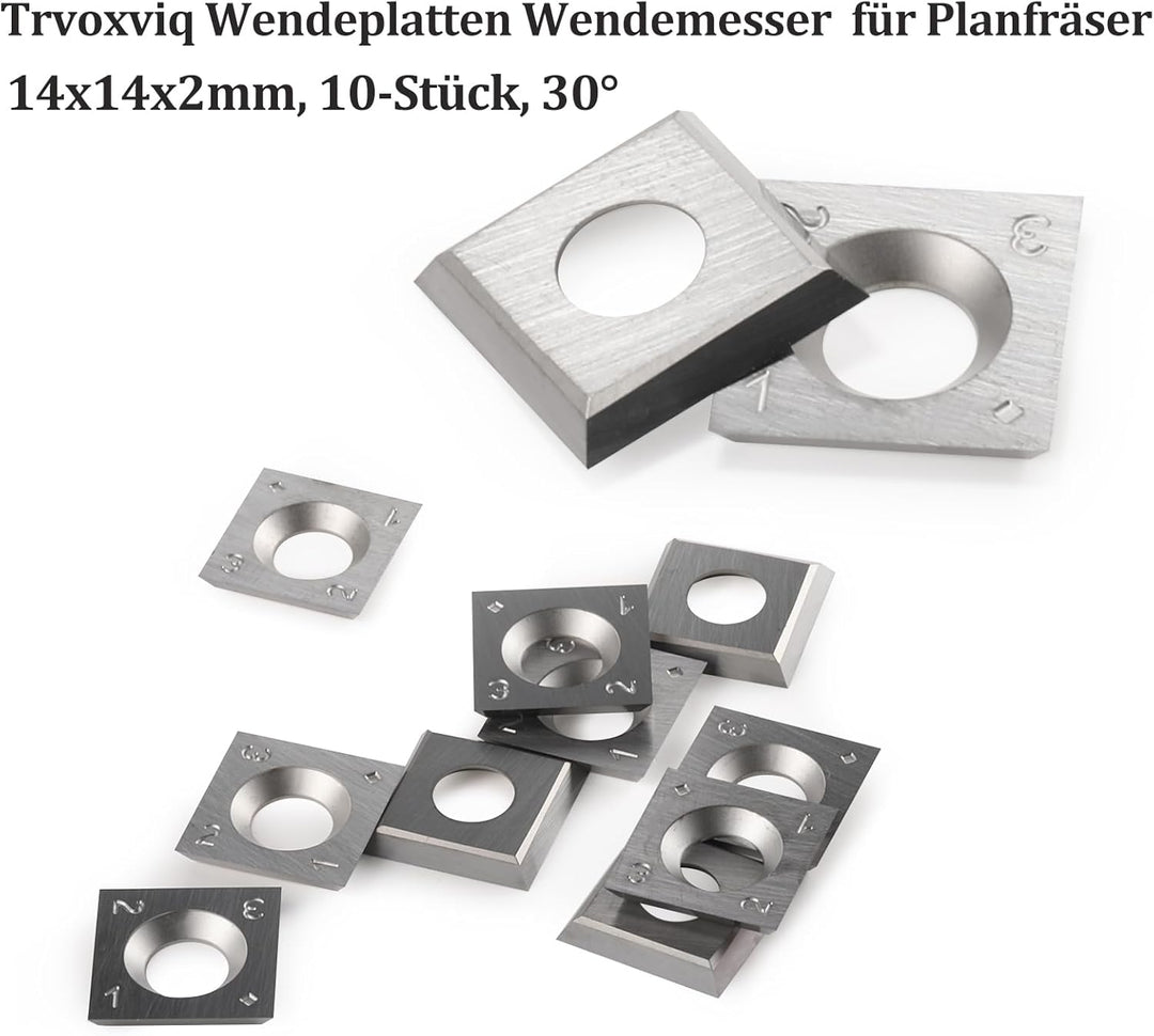 Trvoxviq Wendeplatten Wendemesser 10 Stück Ersatzklingen(14x14X2mm, 30°) für Drehmeissel Planfräser