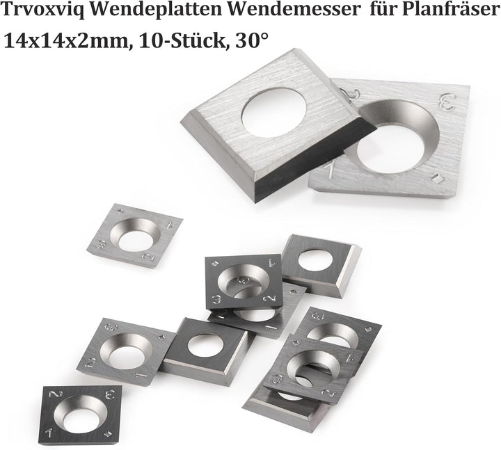 Trvoxviq Wendeplatten Wendemesser 10 Stück Ersatzklingen(14x14X2mm, 30°) für Drehmeissel Planfräser