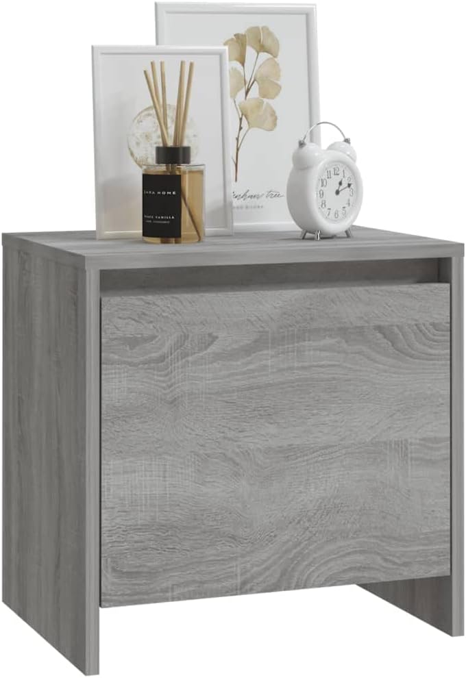FIRBNUS Bedside Table Nachtkonsole Beistelltisch mit Stauraum Night Stand Nachttisch Grau Sonoma 45x