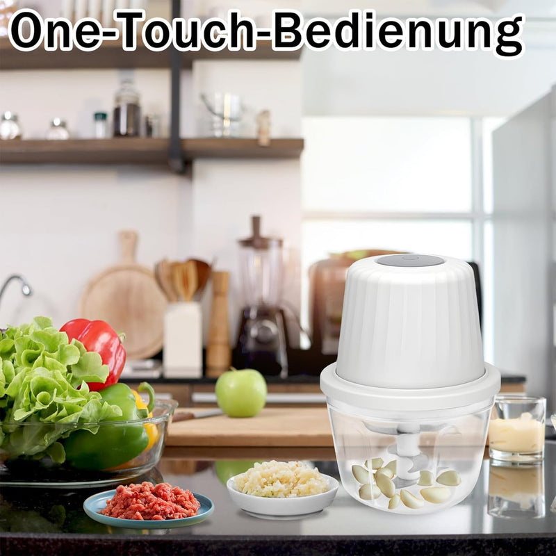 Zwiebelschneider Elektrisch, 400ml Zwiebel Zerkleinerer, Multizerkleinerer Gemüseschneider, 6 Klinge