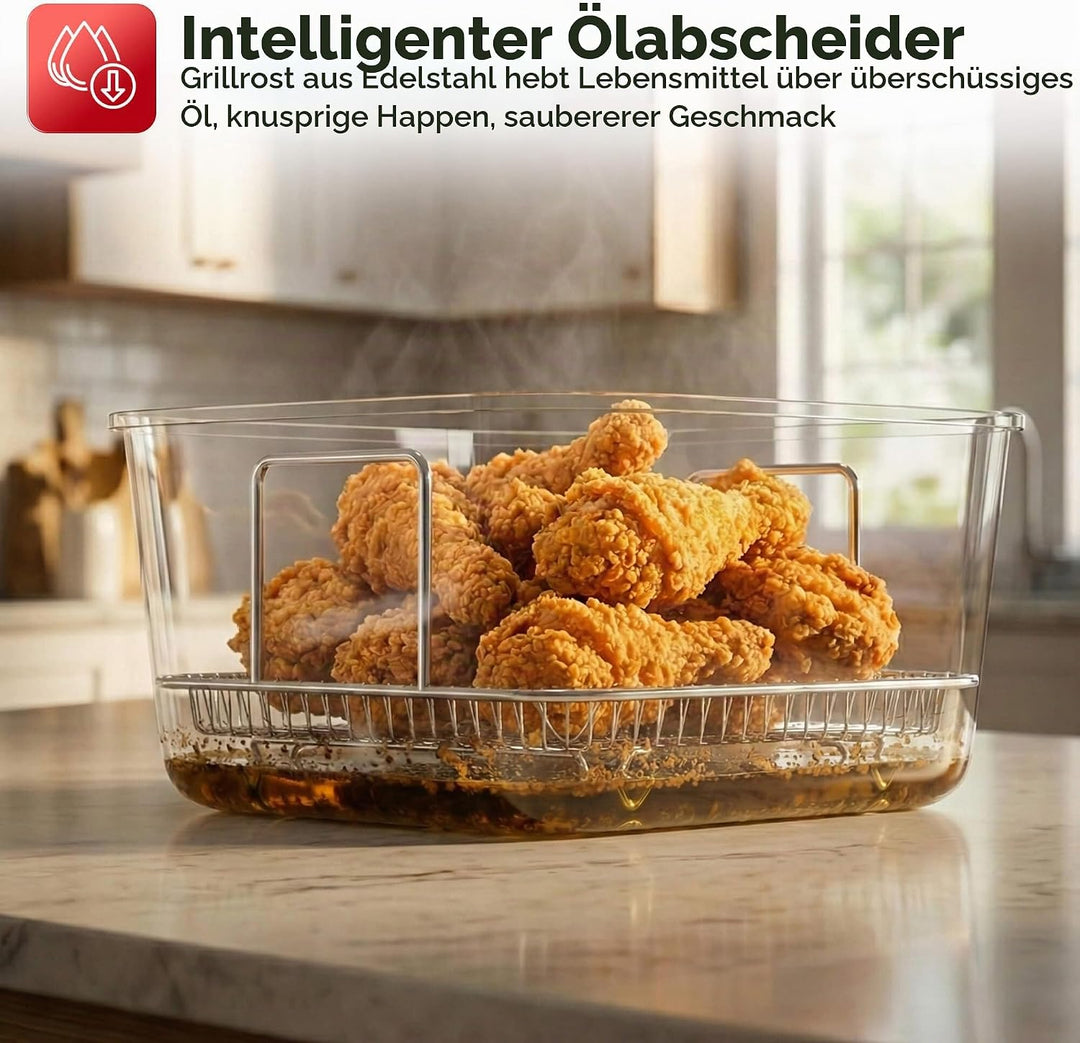 TurboTronic Heissluftfritteuse 6 L - AFG6-1600 W Glas Airfryer – Digitale Heissluft Fritteuse 50–180