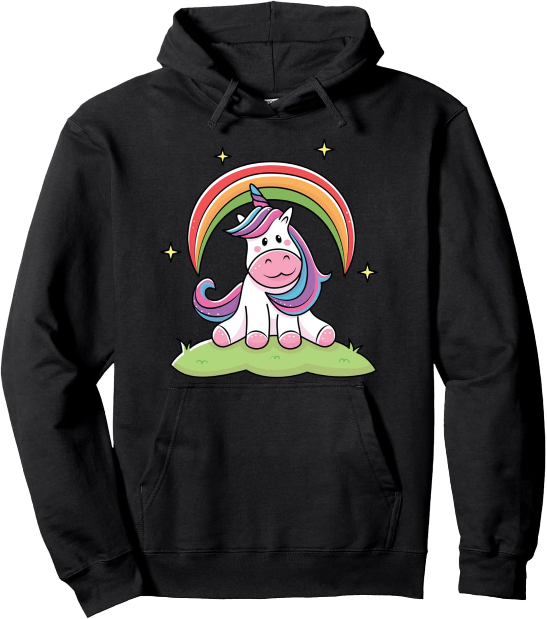 Süsses Einhorn mit Regenbogen Pullover Hoodie